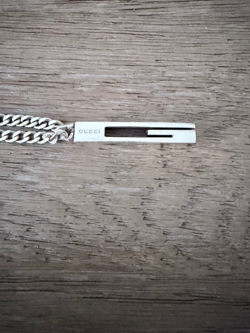 Authentic Sterling Silver Gucci bar necklace